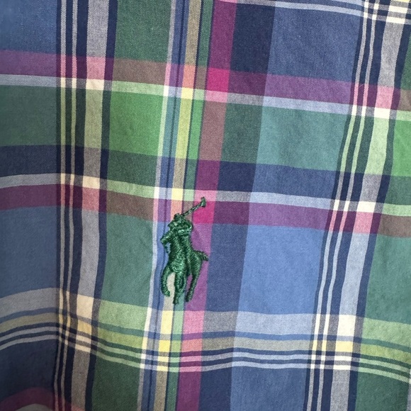Polo by Ralph Lauren Blue and Green Casual Button Down Shirt - Picture 2 of 7